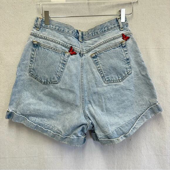 Vintage 90s JG Hook denim jean mom shorts butterfly patches 100% cotton size 14 - Picture 1 of 15